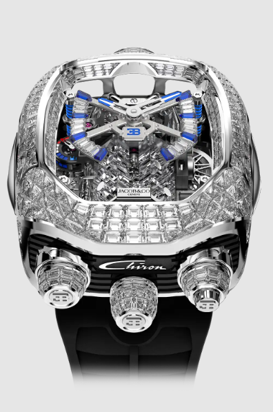 (image for) Jacob & Co. bugatti chiron tourbillon baguette WHITE GOLD BU800.30.BD.BD.B Replica Watch